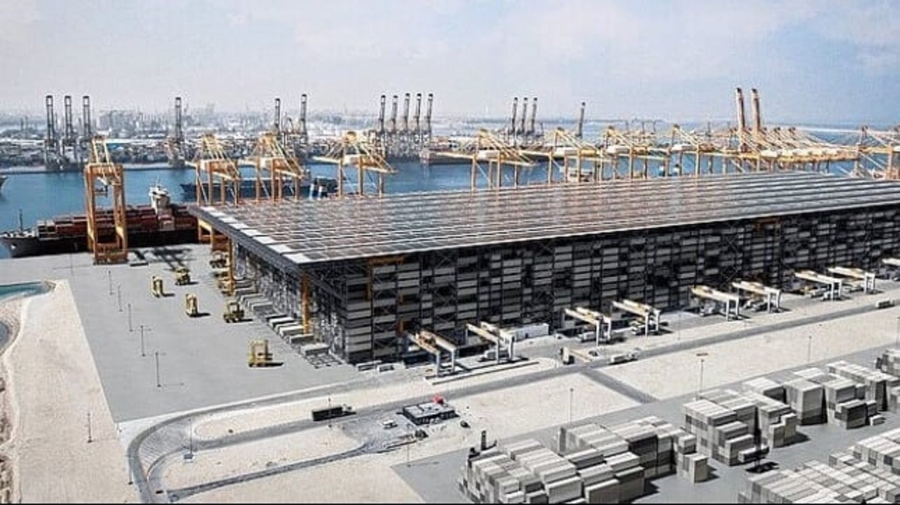 porto de Busan, na Coréia do Sul sistema automatizado de armazenamento de contêineres