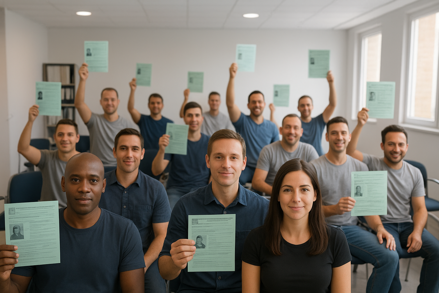 Profissionais formados no programa Empregos Azuis exibem certificados de qualificação na área da Economia do Mar