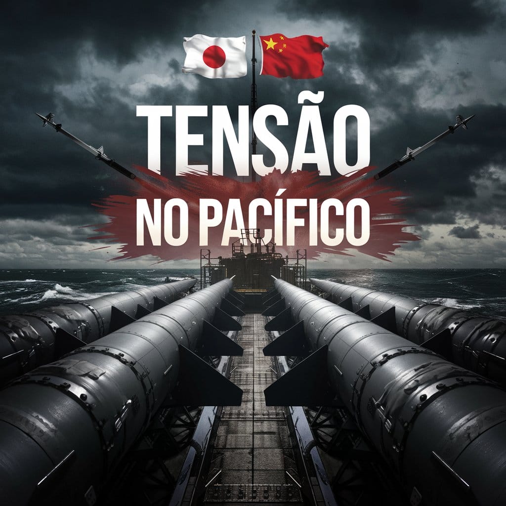 Japão planeja implantar mísseis em Kyushu para reforçar defesa contra China e Taiwan. Tensão cresce na região com novo cenário de conflito. (Imagem: ilustração/ Ideogram)