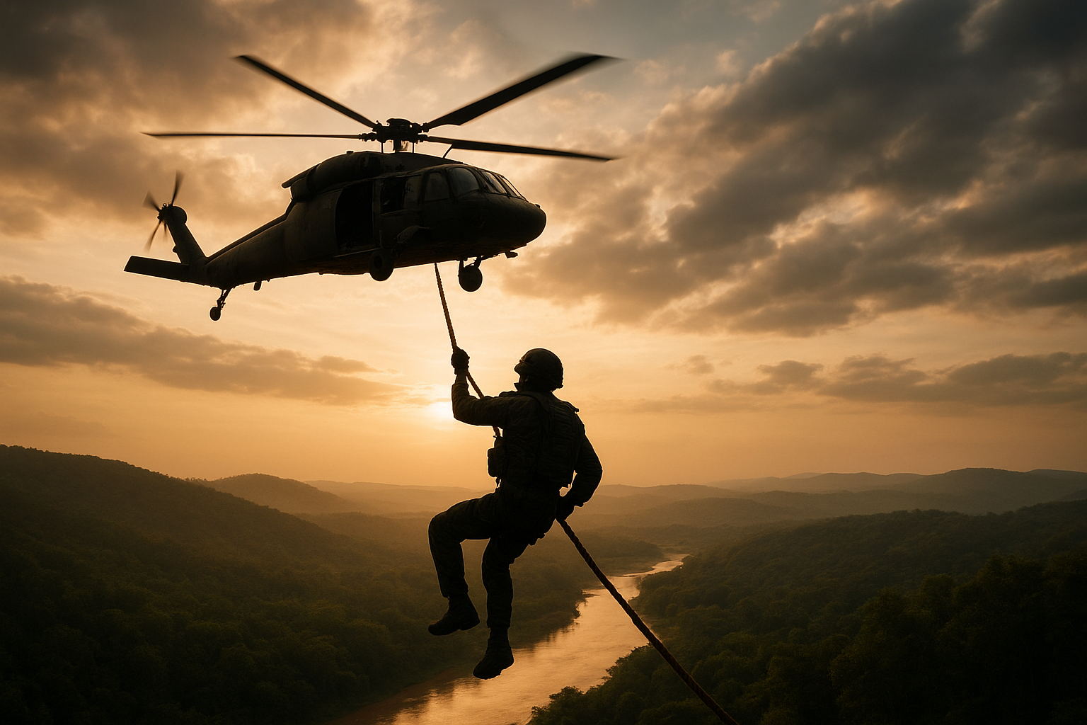 Fuzileiros Navais da Marinha do Brasil realizam treinamento de rapel a partir de helicóptero, aprimorando operações na região Amazônica.