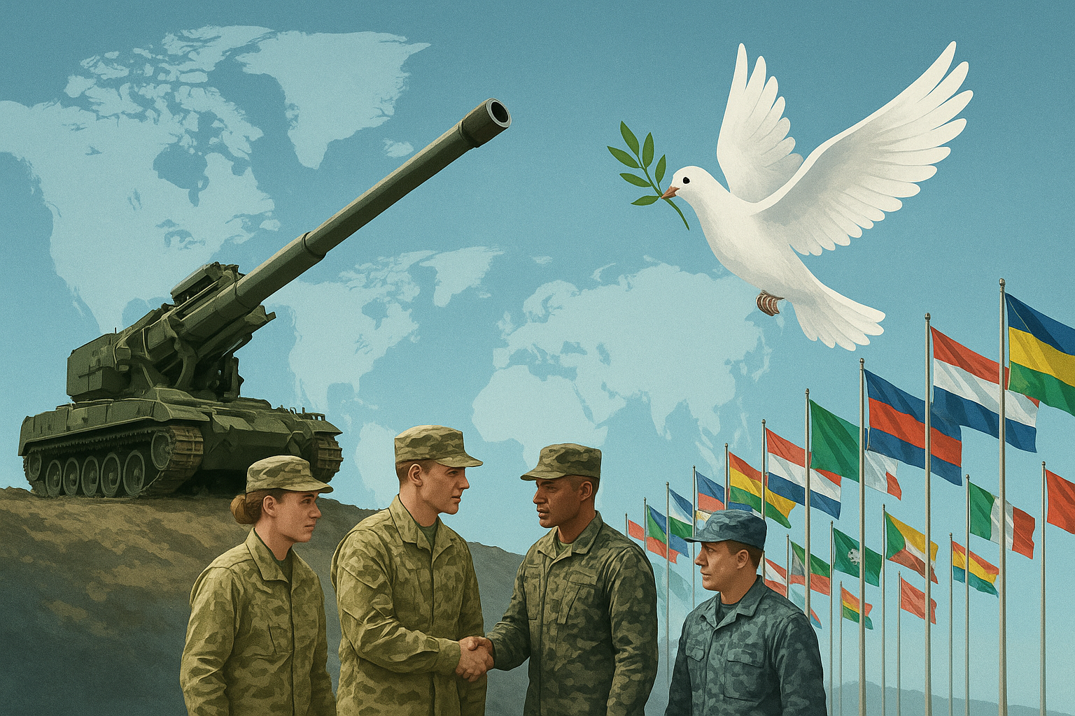 Marinha do Brasil sedia workshop internacional sobre manual de artilharia das Nações Unidas em março de 2025 no Rio de Janeiro. (Imagem: ilustração/ Ideogram)