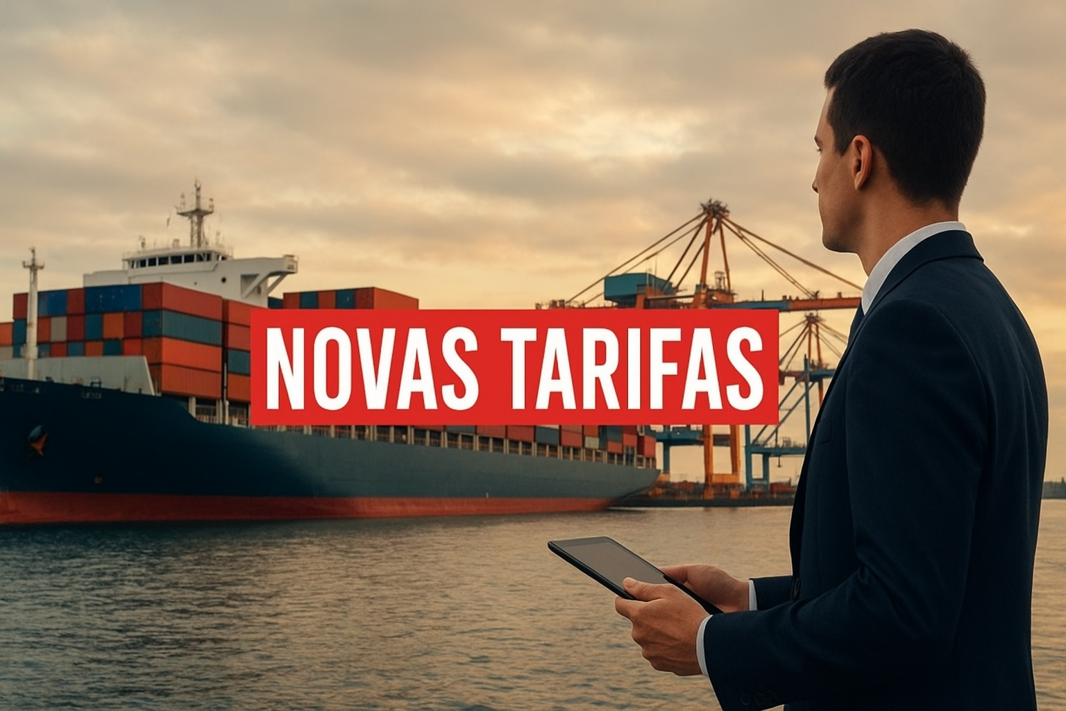 Navio construído na China atracado em porto americano: tarifas propostas por Trump podem alterar rotas e pressionar custos globais.